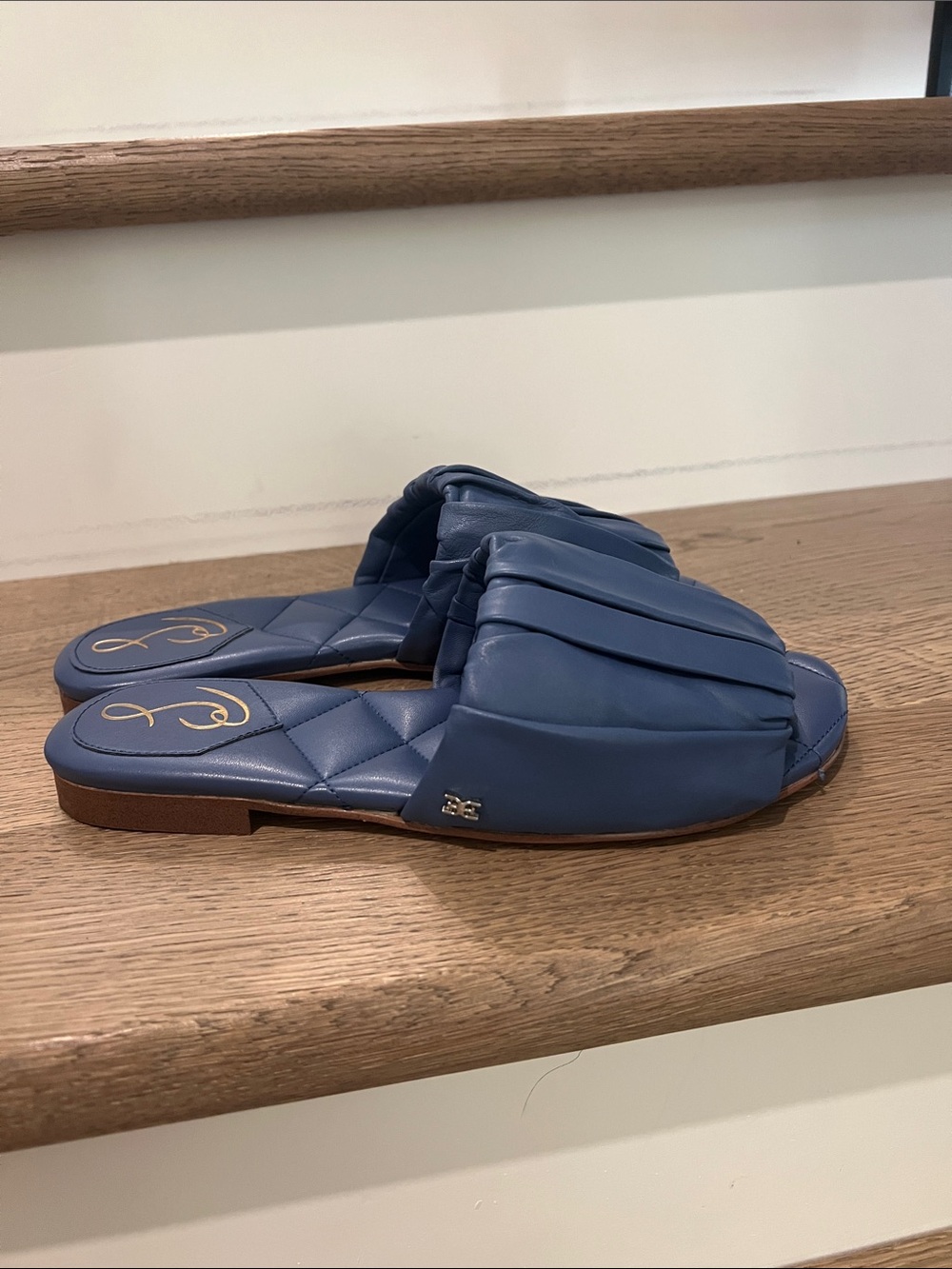 Sam Edelman Blue Quilted Slide Sandals - Picture 3 of 6